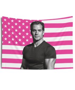 Henry Cavill Tapestries, Henry Cavill Pink Flag, Henry Cavill Indoor Wall Tapestries