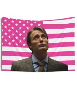 Mads Mikkelsen Tapestries, Mads Mikkelsen Pink Flag, Mads Mikkelsen Indoor Wall Tapestries
