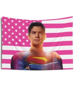 David Corenswet as Clark Tapestries, David Corenswet Pink Flag, David Corenswet Indoor Wall Tapestries