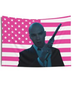 Nicholas Hoult as Lex with a gun Tapestries, Nicholas Hoult Pink Flag, Nicholas Hoult Indoor Wall Tapestries