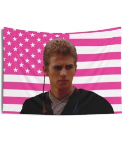 Anakin Skywalker Padawan braid Tapestries, Anakin Skywalker short hairstyle Pink Flag, Anakin Skywalker Indoor Wall Tapestries