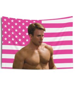 Chris Evans Shirtless Tapestries, Captain America Pink Flag, Chris Evans - Captain America