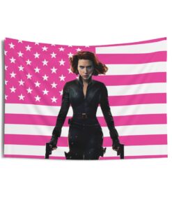 Black Widow Tapestries, Natasha Romanoff Pink Flag, Scarlett Johansson - Natasha Romanoff Indoor Wall Tapestries