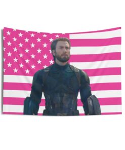 Chris Evans The Infinity War beard Tapestries, Captain America Pink Flag, Chris Evans - Captain America Indoor Wall Tapestries