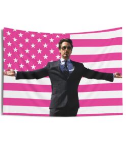 Iron Man Explosion Meme Tapestries, Iron Man Pink Flag, Robert Downey Jr. Indoor Wall Tapestries