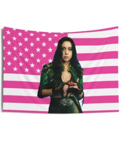 Rio Vidal Tapestries, Rio Vidal Pink Flag, Aubrey Plaza Pink Flag, Aubrey Plaza as Rio Jr. Indoor Wall Tapestries, Agatha All Along