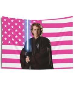 Anakin Skywalker Lightsaber Tapestries, Anakin Skywalker Pink Flag, Anakin Skywalker Indoor Wall Tapestries
