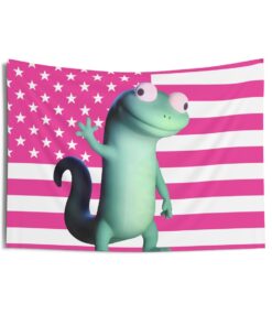 Lizard Lizard Lizard Tapestries, Lizard Meme Pink Flag, Lizard Elio meme Indoor Wall Tapestries