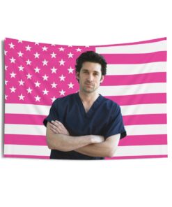Dr. Derek Shepherd Tapestries, Dr. Derek Shepherd Pink Flag, Patrick Dempsey - Dr. Derek Shepherd Indoor Wall Tapestries