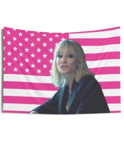 Lou Miller Tapestries, Cate Blanchett Pink Flag, Cate Blanchett as Lou Indoor Wall Tapestries