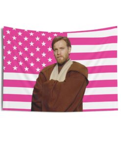 Obi-Wan Kenobi Tapestries, Obi-Wan Kenobi Pink Flag, Ewan McGregor as Obi-Wan Kenobi Wall Tapestries