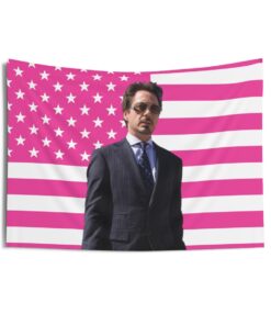 Robert Downey Jr. Tapestries, Iron Man Pink Flag, Robert Downey Jr. Indoor Wall Tapestries