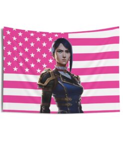 Caitlyn (Arcane) Tapestries, Caitlyn Kiramman Pink Flag, Caitlyn Kiramman Indoor Wall Tapestries