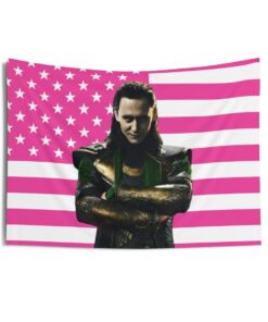 Loki Tom Hiddleston Tapestries, Tom Hiddleston Pink Flag, Loki Indoor Wall Tapestries