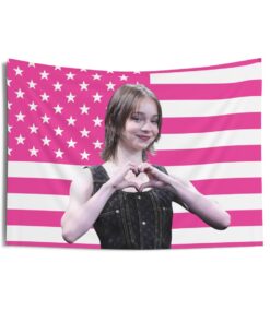 Emma Myers Sends a Heart Tapestries, Emma Myers Pink Flag, Indoor Wall Tapestries