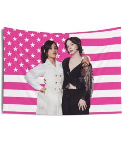 Jenna Ortega and Emma Myers gorgeous Tapestries, Jenna Ortega Pink Flag, Emma Myers Tapestries