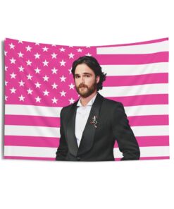 Jacob Elordi full beard Tapestries, Jacob Elordi Pink Flag, Jacob Elordi