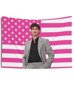 Jacob Elordi gray suit Tapestries, Jacob Elordi Pink Flag, Jacob Elordi