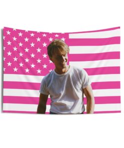 Christopher Briney Smiling White Shirt Tapestries, Christopher Briney Pink Flag, Christopher Briney - Conrad Indoor Wall Tapestries