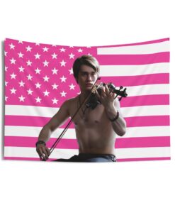Nicholas Galitzine playing a violin Tapestries, Nicholas Galitzine Pink Flag, Nicholas Galitzine Indoor Wall Tapestries