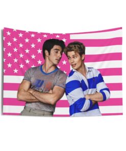 Taylor Zakhar Perez and Nicholas Galitzine Tapestries, Nicholas Galitzine Pink Flag, Taylor Zakhar Perez Indoor Wall Tapestries