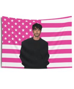 Taylor Zakhar Perez black suit Tapestries, Taylor Zakhar Perez Pink Flag, Taylor Zakhar Perez Indoor Wall Tapestries