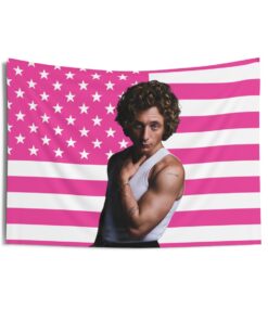 Jeremy Allen White tank top confidant pose Tapestries,Jeremy Allen White Pink Flag, Jeremy Allen White Indoor Wall Tapestries