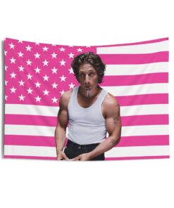 Jeremy Allen White kitchen setting Tapestries, Jeremy Allen White Pink Flag, Jeremy Allen White Indoor Wall Tapestries