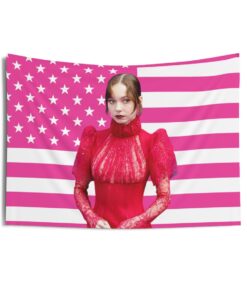 Emma Myers Red Dress Tapestries, Emma Myers Pink Flag,