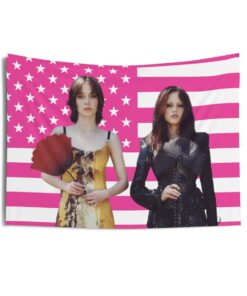 Jenna Ortega and Emma Myers Tapestries, Jenna Ortega Pink Flag, Emma Myers Tapestries
