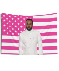 Tramell Tillman White Suit 2025 Tapestries, Tramell Tillman Pink Flag, Tramell Tillman indoor Wall Tapestries