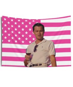 Leonardo DiCaprio as Jordan Belfort White Polo Yachting Tapestries, Leonardo DiCaprio Pink Flag, Leonardo DiCaprio Indoor Wall Tapestries