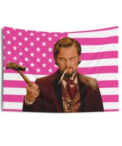 Leonardo DiCaprio as Calvin Candie Tapestries, Leonardo DiCaprio Pink Flag, Leonardo DiCaprio Indoor Wall Tapestries