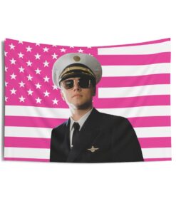 Leonardo DiCaprio as Frank Abagnale Jr. Tapestries, Leonardo DiCaprio Pink Flag, Leonardo DiCaprio Indoor Wall Tapestries