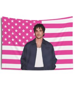 Jacob Elordi navy collared jacket Tapestries, Jacob Elordi Pink Flag, Jacob Elordi