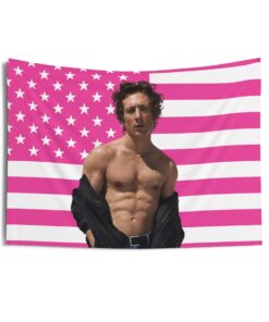 Jeremy Allen White Shirtless Tapestries, Jeremy Allen White Pink Flag, Jeremy Allen White Indoor Wall Tapestries