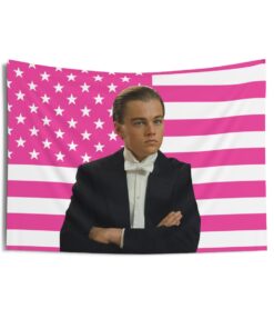 Leonardo DiCaprio as Jack Dawson formal draws Tapestries, Leonardo DiCaprio Pink Flag, Leonardo DiCaprio Indoor Wall Tapestries