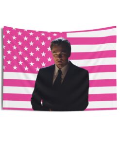 Leonardo DiCaprio as Dom Cobb Tapestries, Leonardo DiCaprio Pink Flag, Leonardo DiCaprio Indoor Wall Tapestries