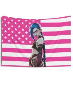 Jinx (Arcane) Tapestries, Jinx Arcane Pink Flag, Jinx (Arcane) Indoor Wall Tapestries