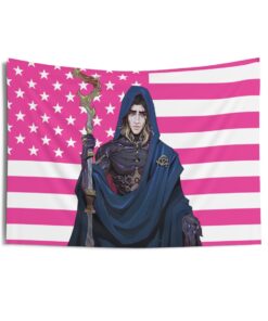 Viktor (Arcane) hooded robe and carries a staff Tapestries, Viktor Arcane Pink Flag, Viktor (Arcane) Indoor Wall Tapestries
