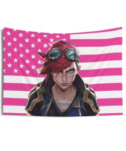 Vi (Arcane) Tapestries, Violet Arcane Pink Flag, Vi (Arcane) Indoor Wall Tapestries
